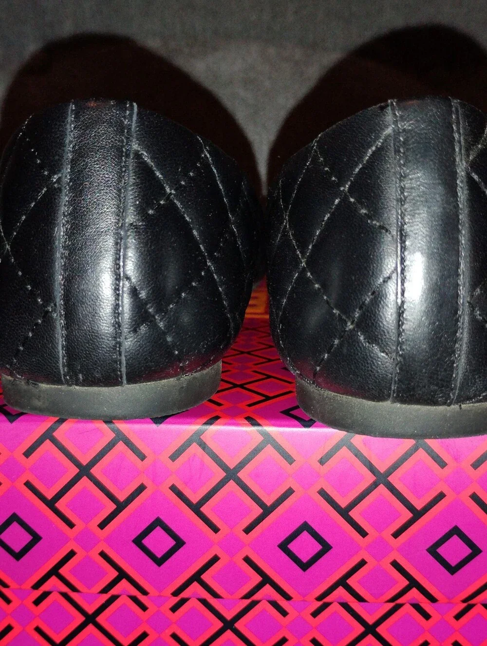 Tory Burch Black Quilted Leather Benton Ballet Flats 7